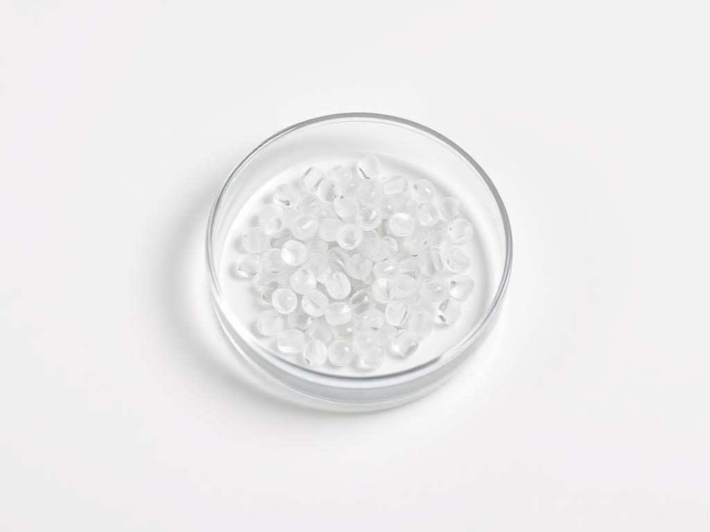 Small heap of clear ionomer sealant resin pellets on a neutral studio background