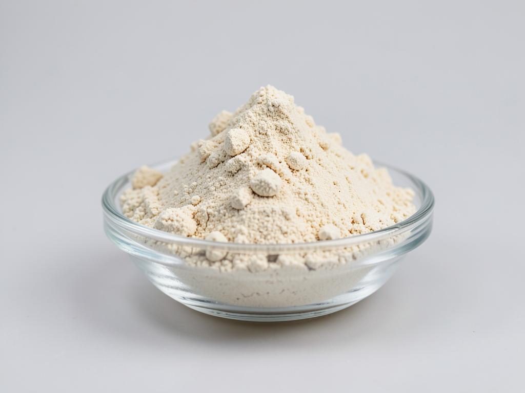 Irish Moss Powder shown as a dried milled botanical powder in a shallow dish in a neutral studio photograph