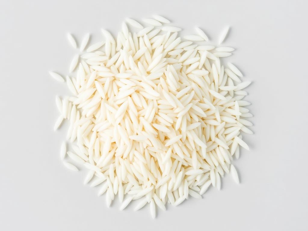 Jasmine Rice shown as a neutral studio product photograph of the bulk material