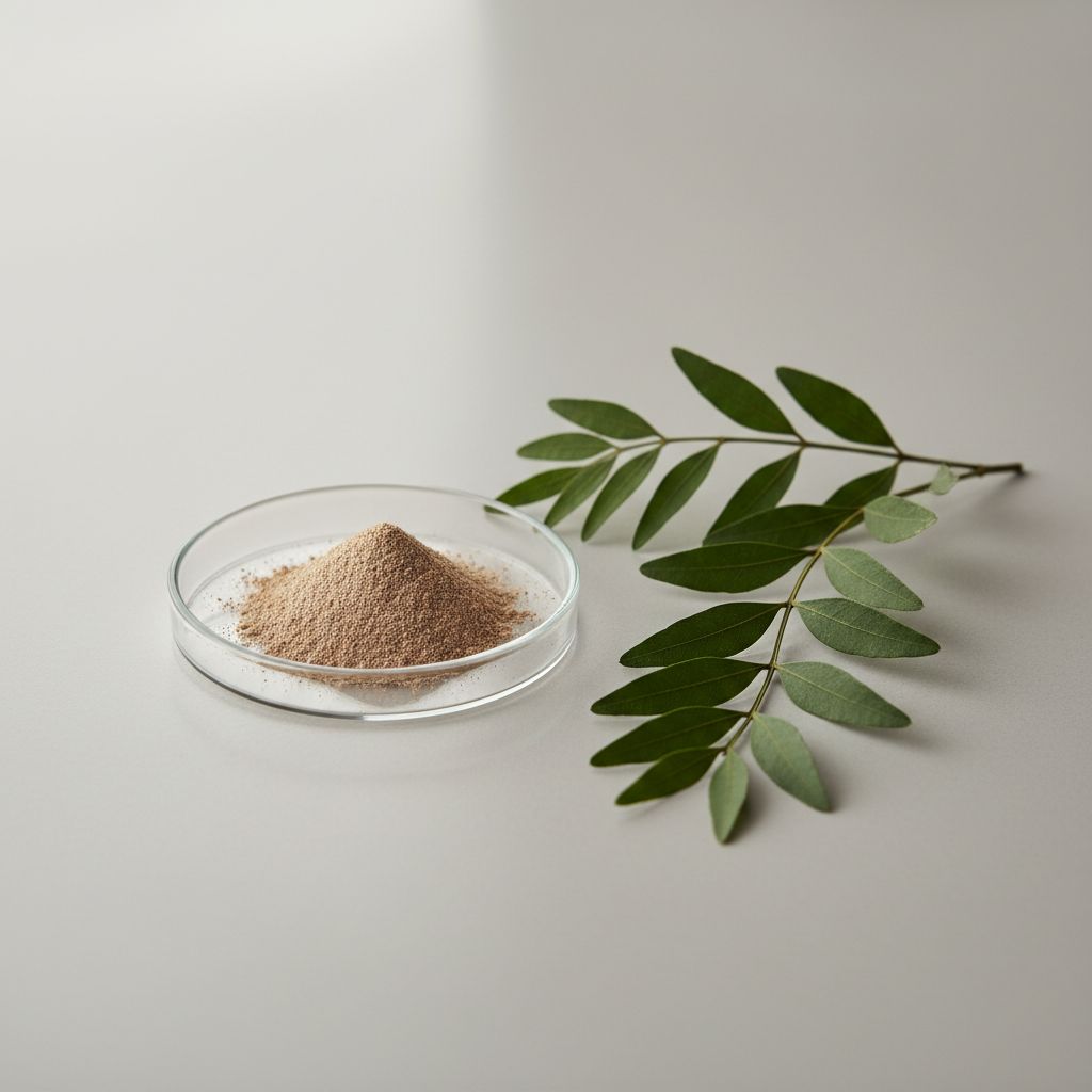 Illustrative studio sample of Justicia Gendarussa Extract beside Justicia gendarussa source material
