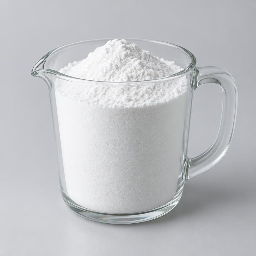 L-Arginine Hydrochloride — Supplement Grade — studio photograph of white crystalline powder, presented as a B2B sourcing category illustration