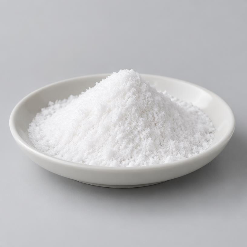 L-Glutamic Acid — Supplement Grade — studio photograph of white crystalline powder, presented as a B2B sourcing category illustration