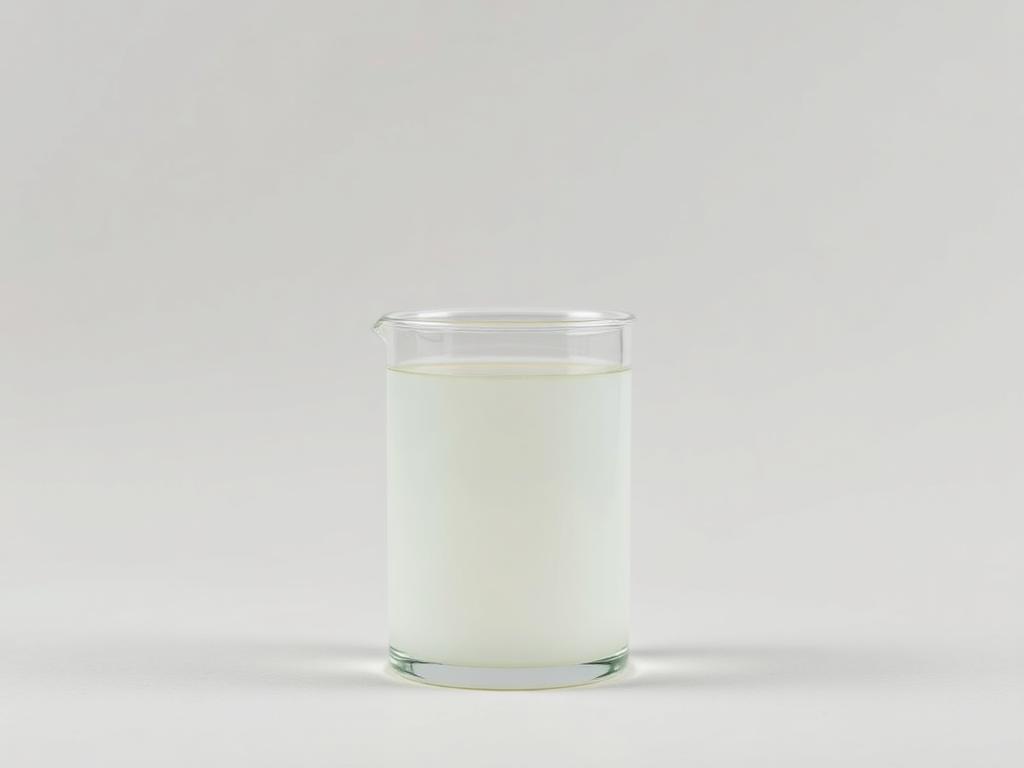 Colorless lactic acid solution in a plain glass beaker — studio category illustration