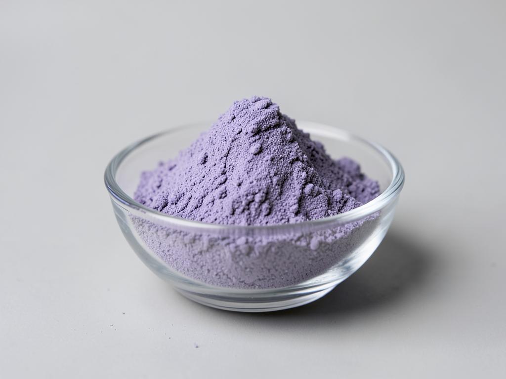 Lavender Powder shown as a milled spice powder in a shallow dish in a neutral studio photograph