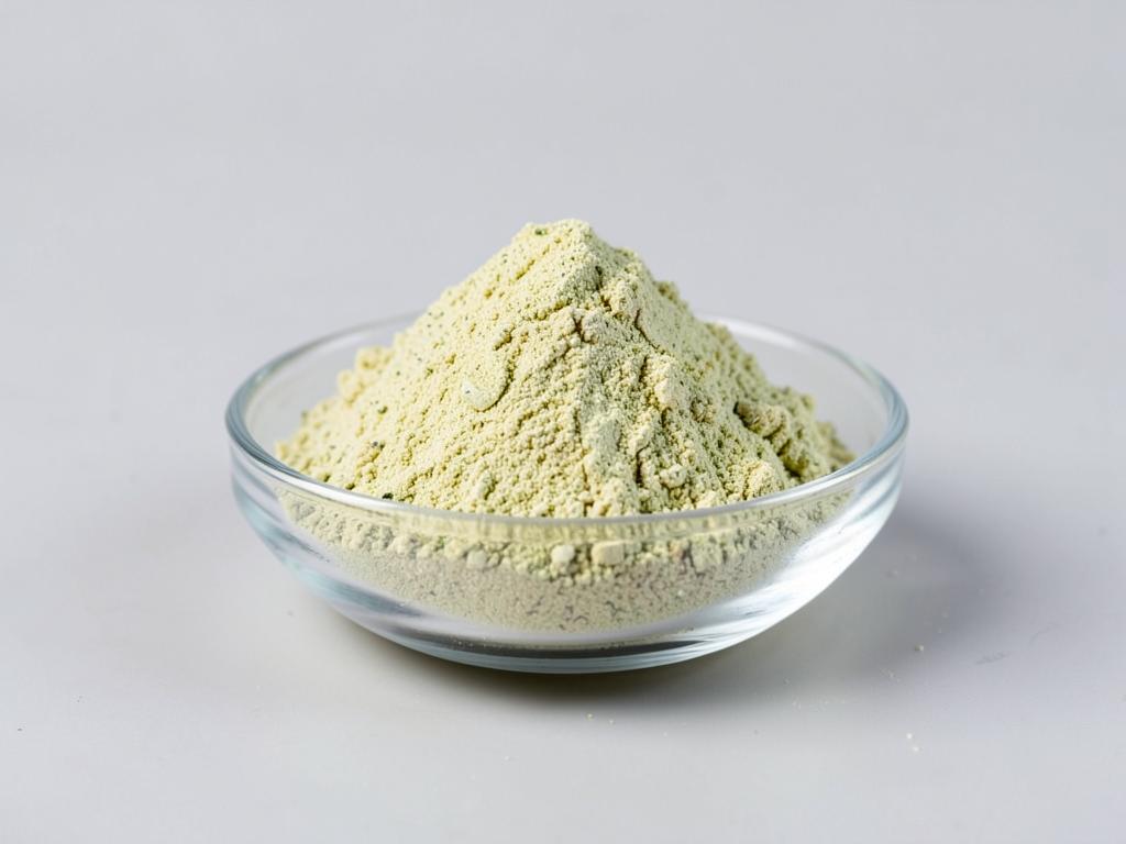 Lemon Grass Powder shown as a milled spice powder in a shallow dish in a neutral studio photograph