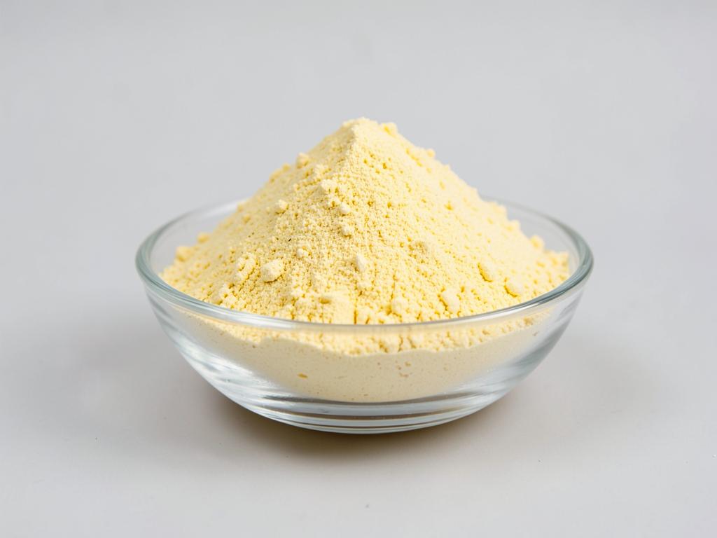 Lemon Peel Powder shown as a dried milled botanical powder in a shallow dish in a neutral studio photograph