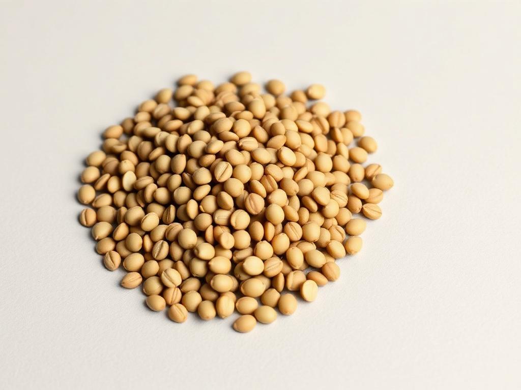 Lentil seed for sowing shown as a neutral studio product photograph of certified planting seed in bulk