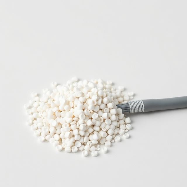 Low-smoke zero-halogen cable compound pellets shown as a neutral studio product photograph