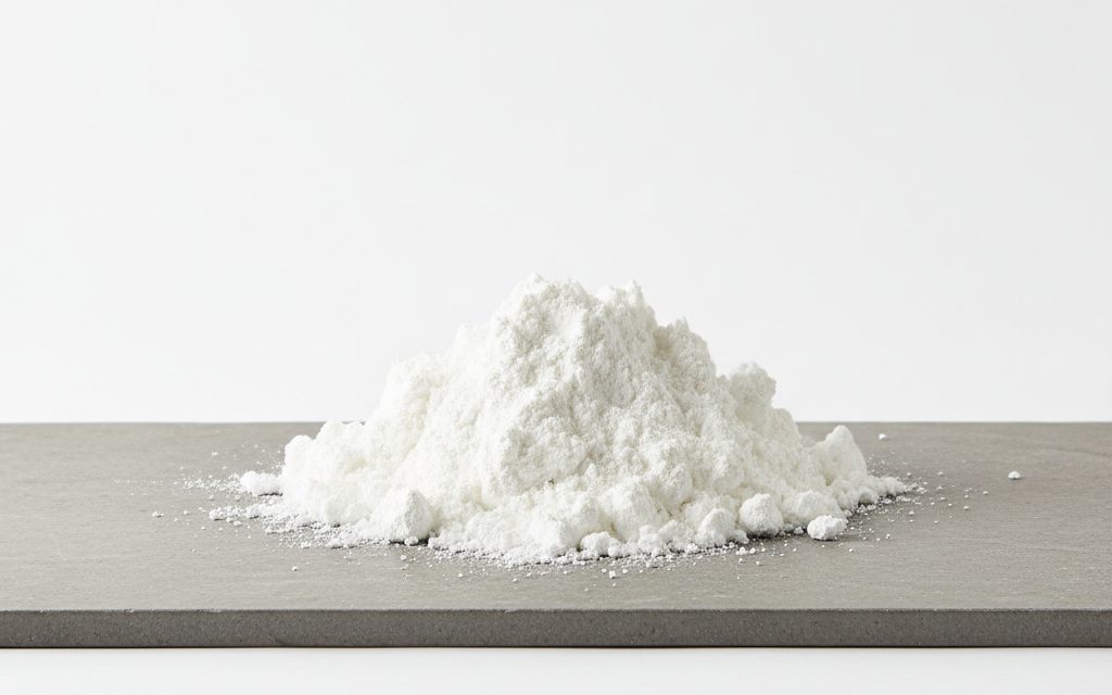 Grade confirmed at quotation — light white friable mass or bulky powder, odorless, insoluble in water, characterized by its very low bulk density, studio product photograph