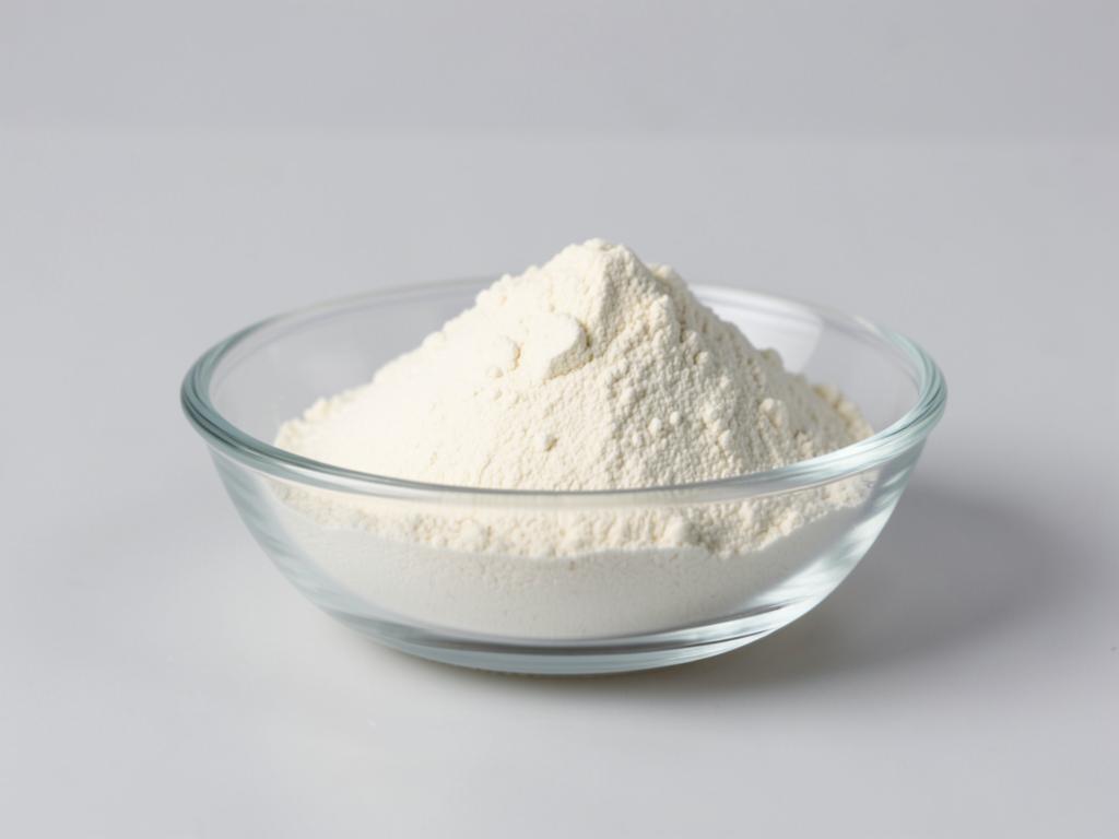 Magnesium Glycinate Powder shown as a fine free-flowing mineral powder in a shallow dish in a neutral studio photograph