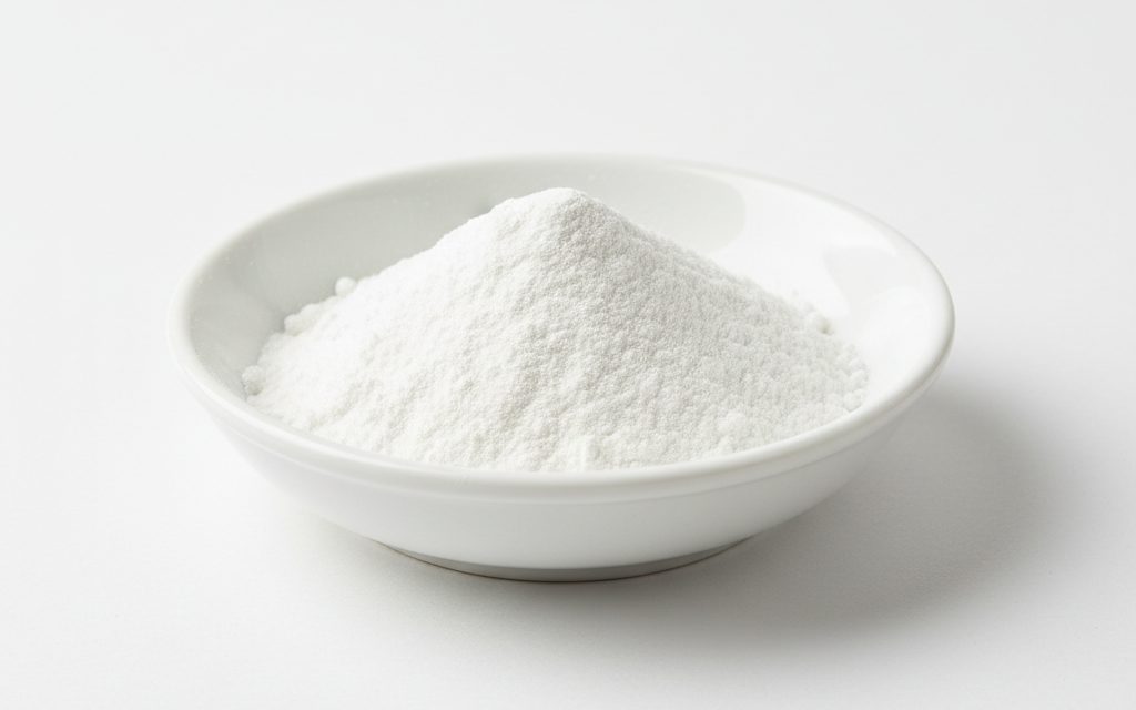 Grade confirmed at quotation — extremely fine, odorless white powder with a silky, talc-like texture that adheres easily to surfaces when handled, studio product photograph