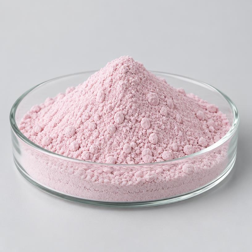 Manganese Gluconate — Food & Nutraceutical Grade — studio photograph of pale pink powder, presented as a B2B sourcing category illustration