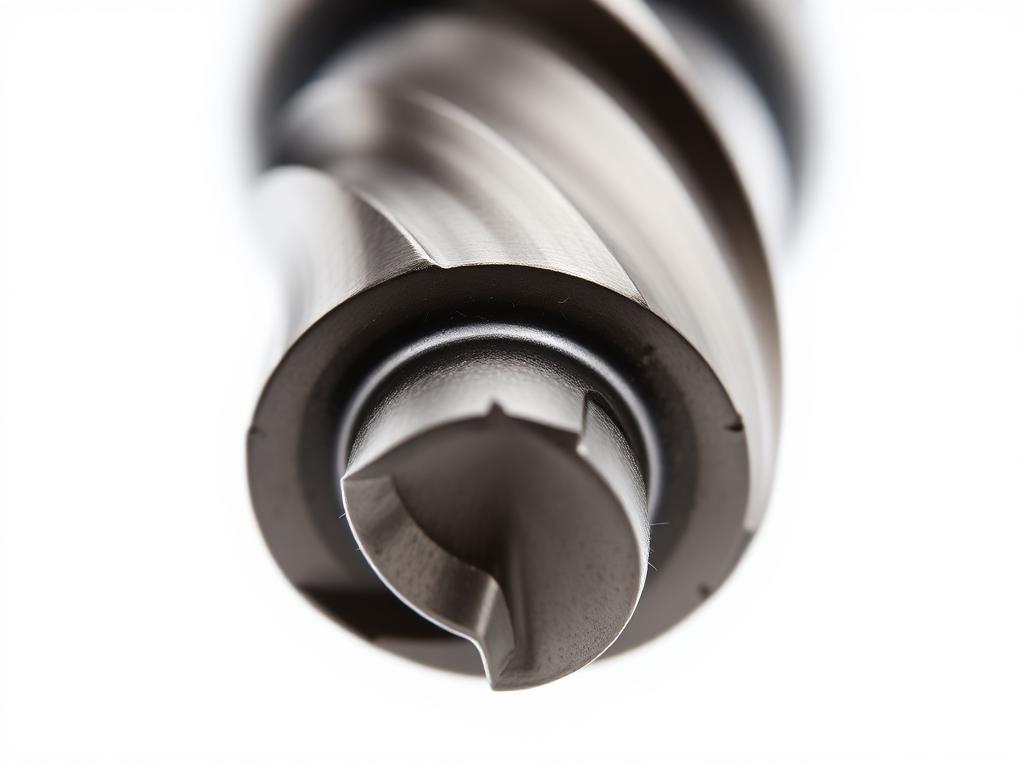 Macro view of a masonry drill bit tip showing the brazed carbide cutting head and helical flute geometry