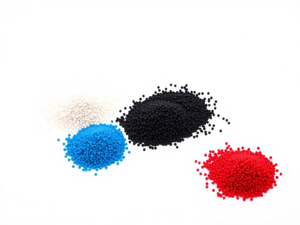Studio category illustration for Masterbatch Solutions — coloured masterbatch pellets