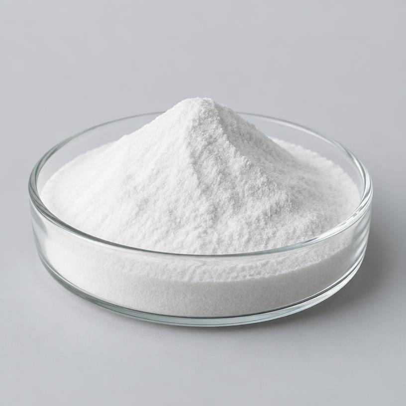 MCT Powder — Food Grade — studio photograph of free-flowing white powder, presented as a B2B sourcing category illustration