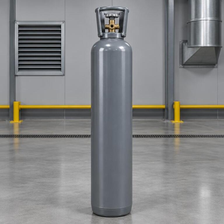 Illustrative unbranded industrial cylinder representing regulated Methyl Bromide handling