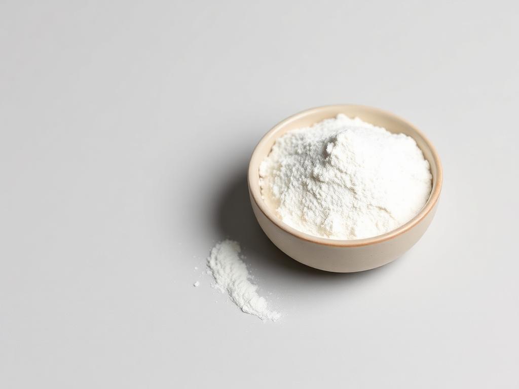Micellar Casein shown as a neutral studio product photograph of the bulk material