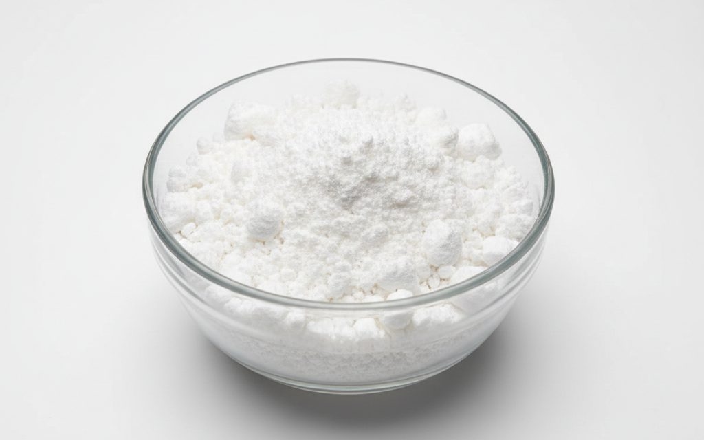 Grade confirmed at quotation — white crystalline or amorphous powder/granules, often appearing as desiccated particles that remain dry to the touch, studio product photograph