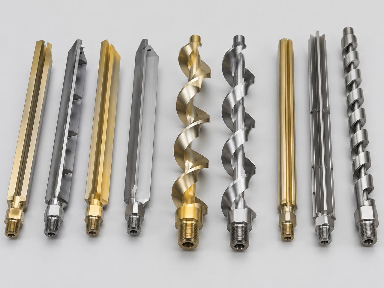 Unbranded straight and spiral mold cooling baffles — product illustration