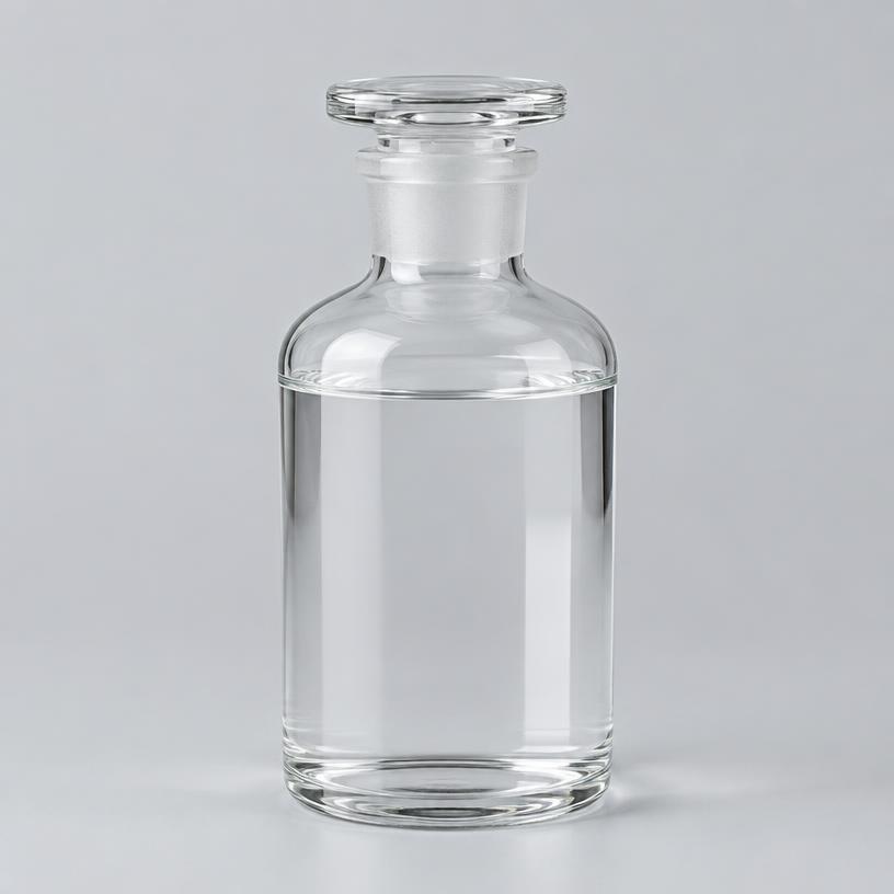 n-Butanol — Industrial Grade — studio photograph of clear colourless liquid, presented as a B2B sourcing category illustration