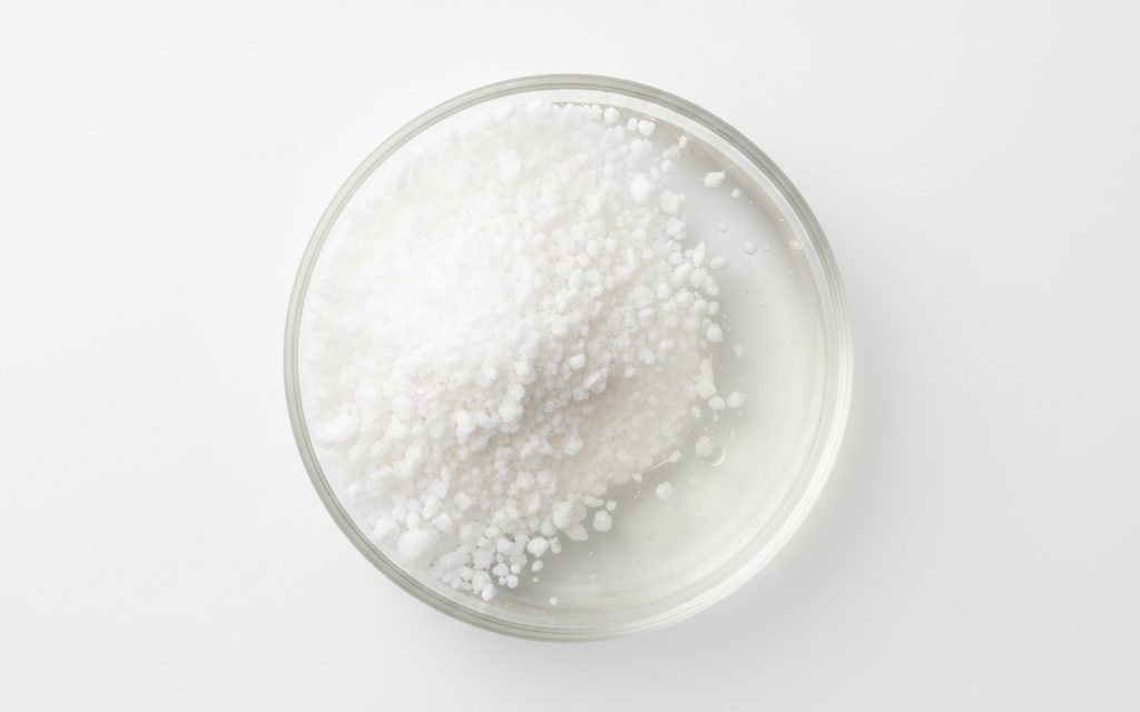 Grade confirmed at quotation — free-flowing white granular solid; dissolves to form a clear, viscous, and neutral pH aqueous solution with high lubricating properties, studio product photograph