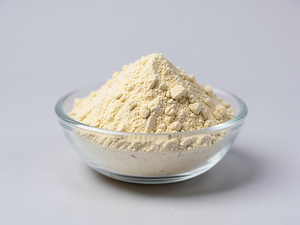 Noni Fruit Powder shown as a fine dried fruit or vegetable powder in a shallow dish in a neutral studio photograph