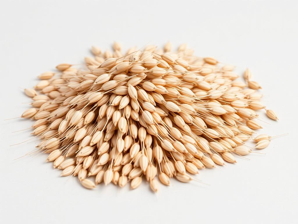 Oat seed for sowing shown as a neutral studio product photograph of certified planting seed in bulk