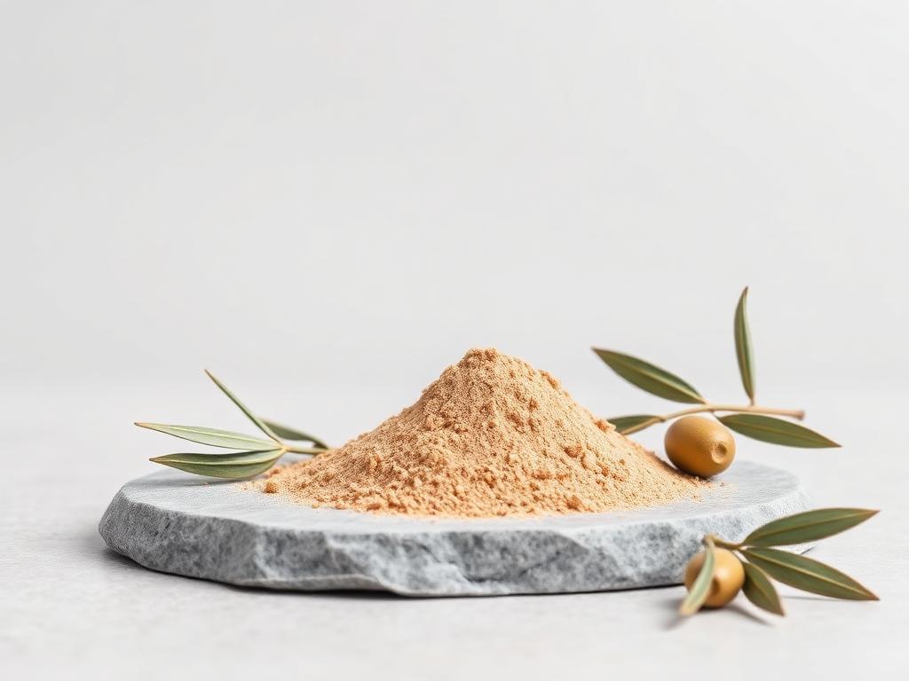 Oleuropein shown as a neutral studio product photograph of the bulk material