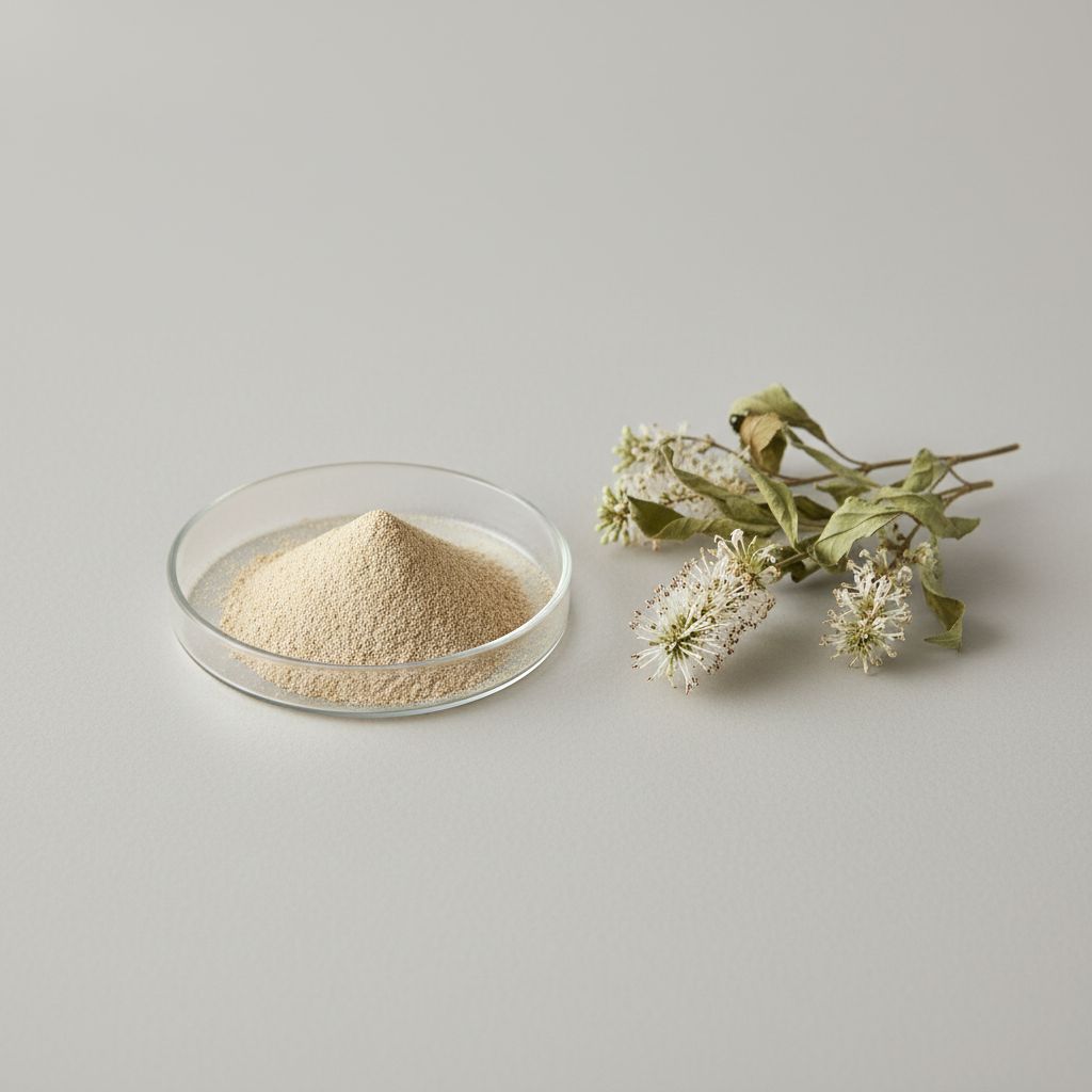 Illustrative studio sample of Orthosiphon (Spicate Clerodendranthus) Extract beside Orthosiphon aristatus source material