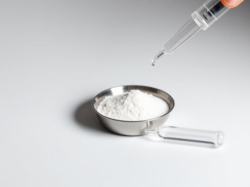 Palmitoyl Pentapeptide-4 — studio photograph of the white powder or dilute solution as supplied in bulk