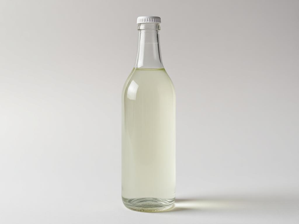 Colorless phosphoric acid solution in a plain glass bottle — studio category illustration