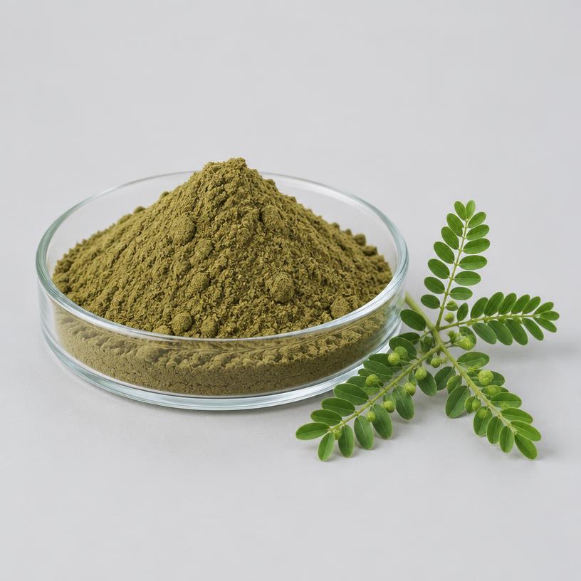 Phyllanthus Niruri Extract — Supplement Grade — studio photograph of fine extract powder, presented as a B2B sourcing category illustration