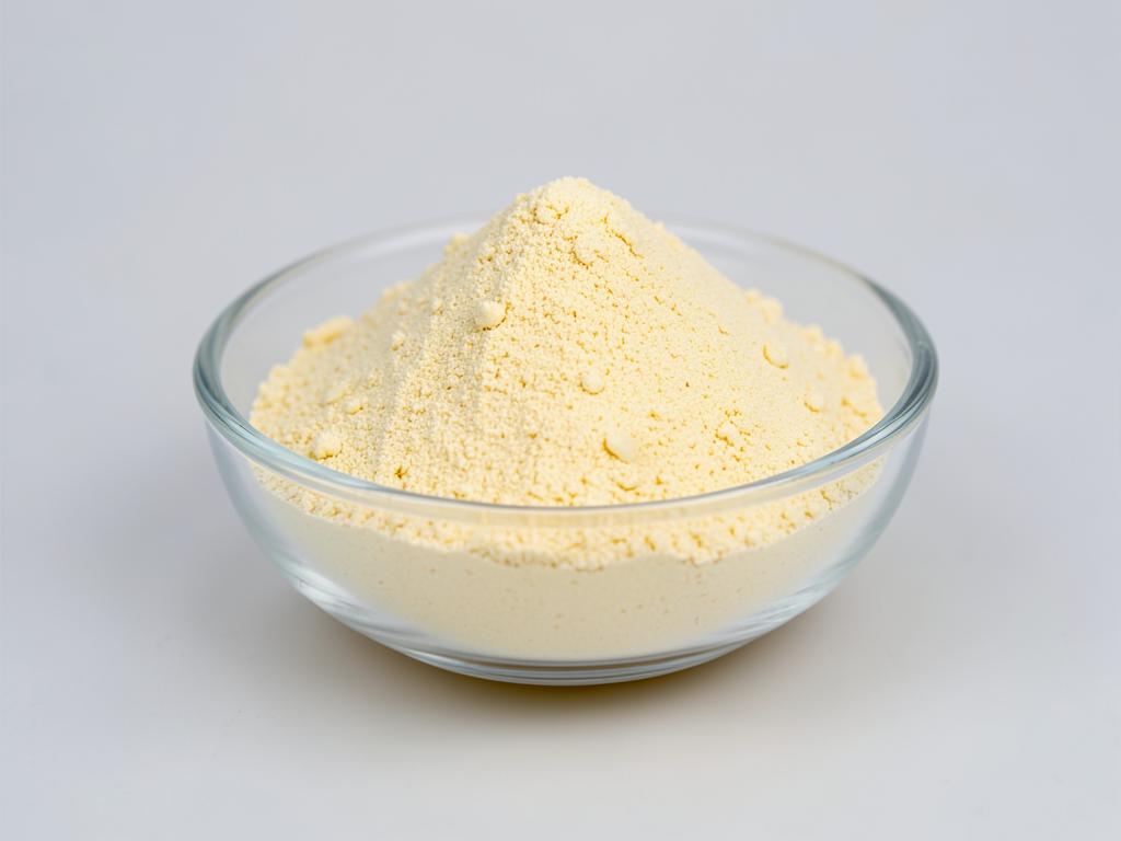 Pineapple Fruit Juice Powder shown as a spray-dried juice powder in a shallow dish in a neutral studio photograph