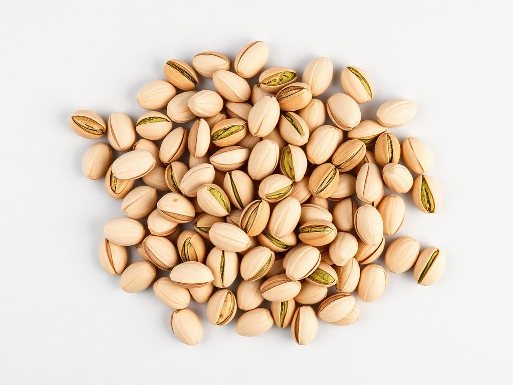 Pistachios shown as a neutral studio product photograph of the bulk material