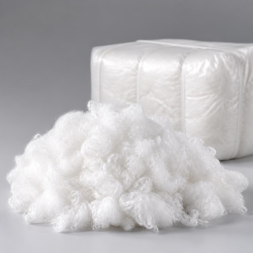 Polyester staple fiber raw material for bedding and industrial applications