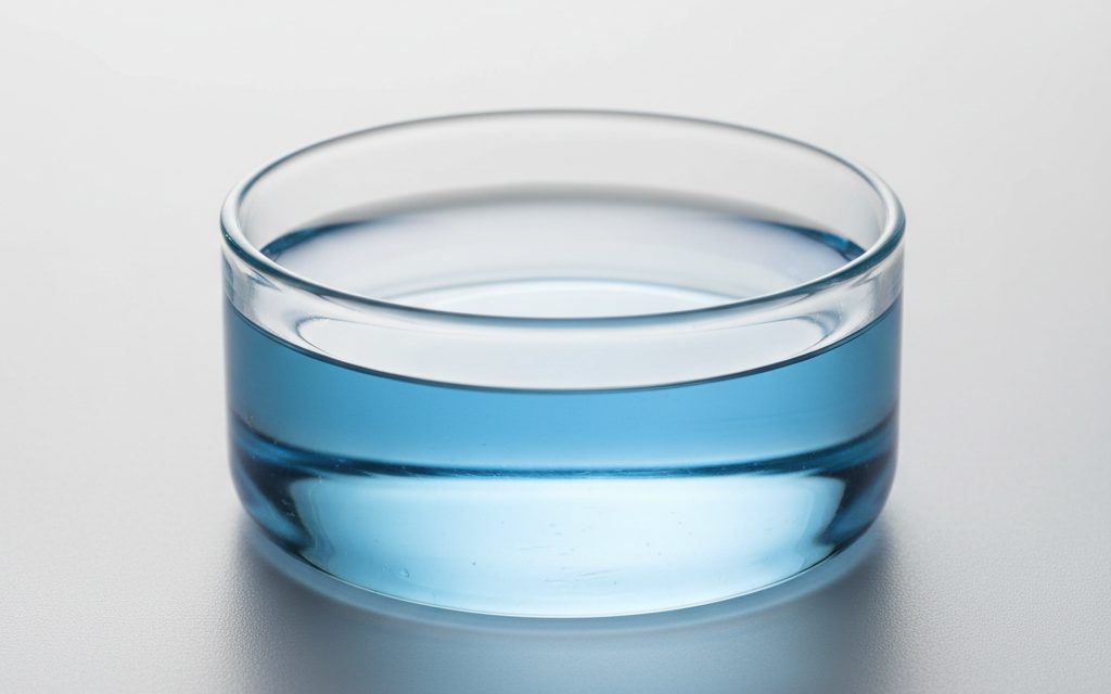 Grade confirmed at quotation — clear, blue or colorless, slightly viscous liquid; non-foaming and typically presented as a brilliant, transparent solution, studio product photograph