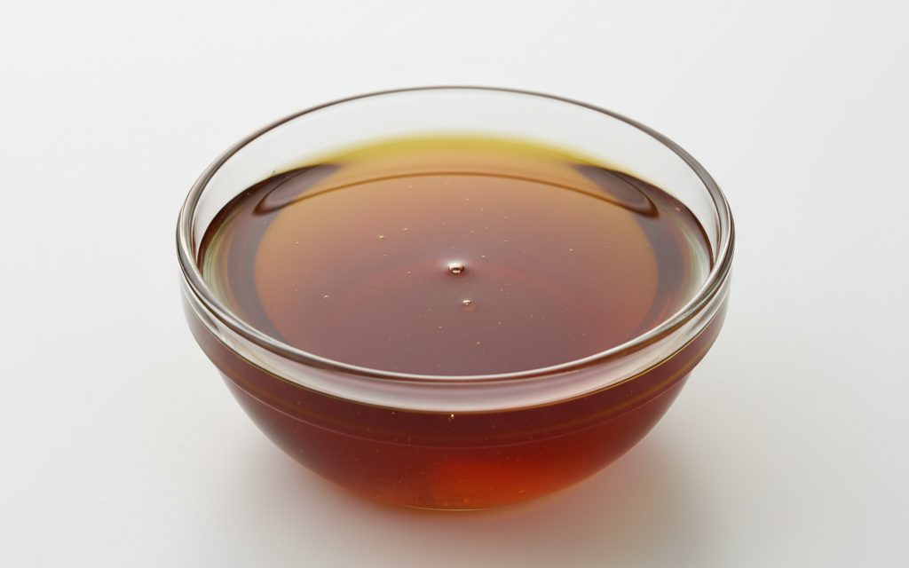 Grade confirmed at quotation — viscous, clear to amber-colored oily liquid with a mild, characteristic odor and high solubility in aqueous solutions, studio product photograph