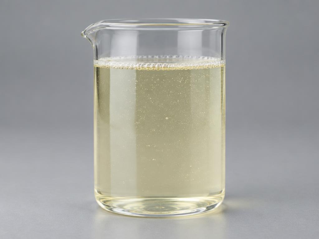 Potassium Cocoyl Glycinate — studio photograph of a translucent pale straw amino acid surfactant liquid in a glass beaker