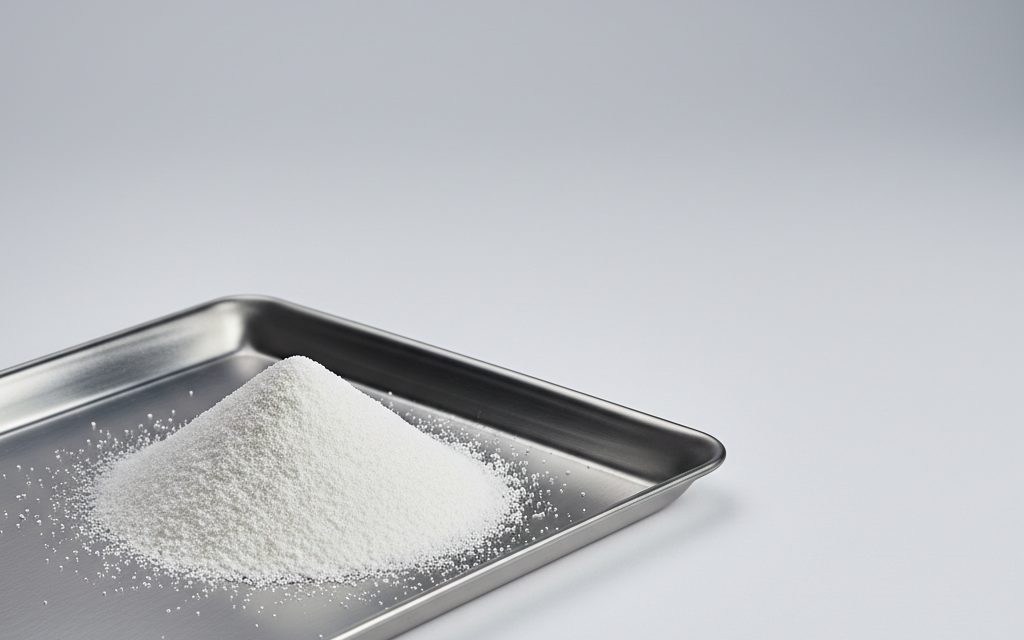 Grade confirmed at quotation — white, odorless, free-flowing granular powder that is highly soluble in water and has a sandy texture, studio product photograph