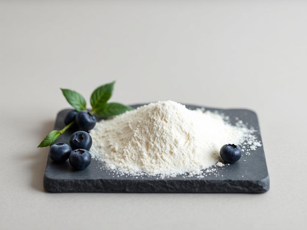Pterostilbene shown as a neutral studio product photograph of the bulk material