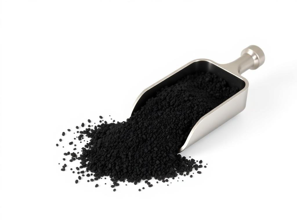Studio category illustration for Purging Compounds — purging compound granules in a steel scoop