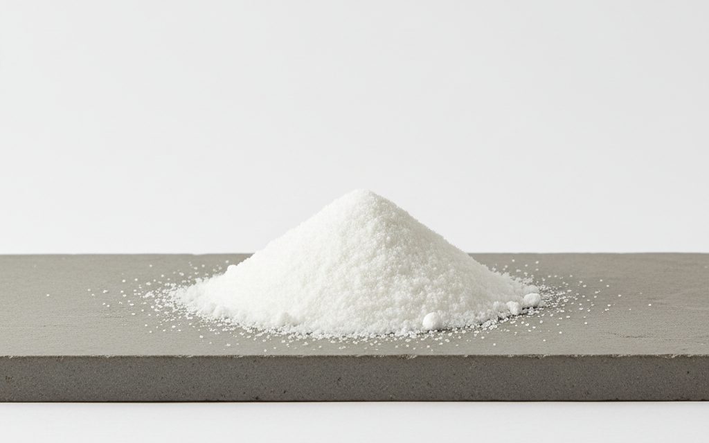 Grade confirmed at quotation — fine, white, porous powder resembling table salt or flour, typically stored as a dry bulk particulate, studio product photograph