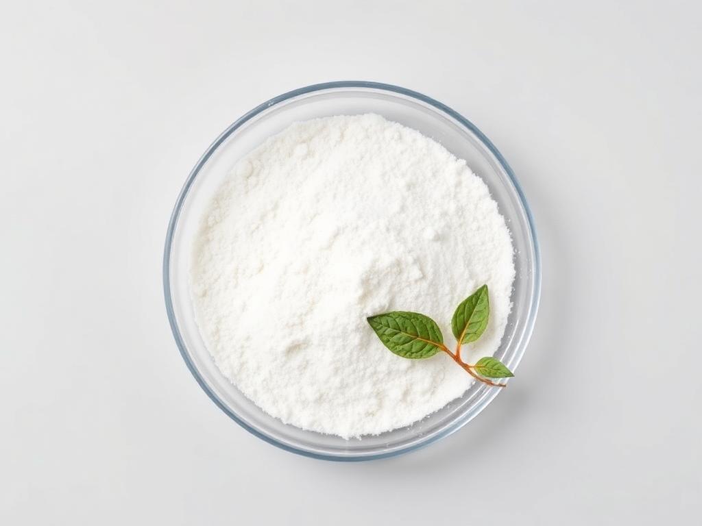 Rebaudioside M (Reb M) — studio photograph of the white powder as supplied in bulk