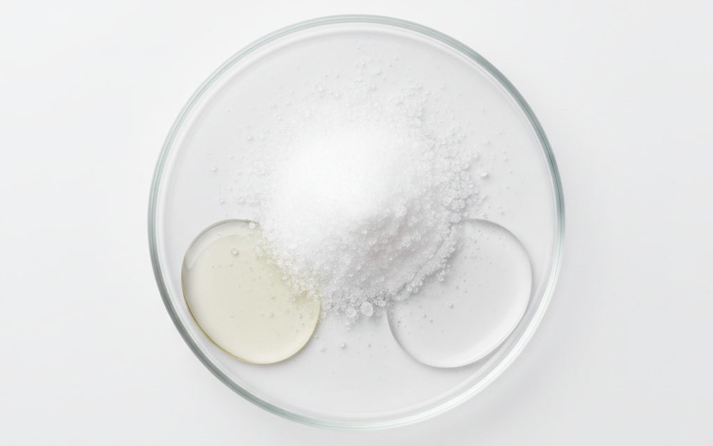 Grade confirmed at quotation — available as concentrated alkaline or acidic liquids, or white free-flowing powders designed for high solubility in water during cleaning, studio product photograph
