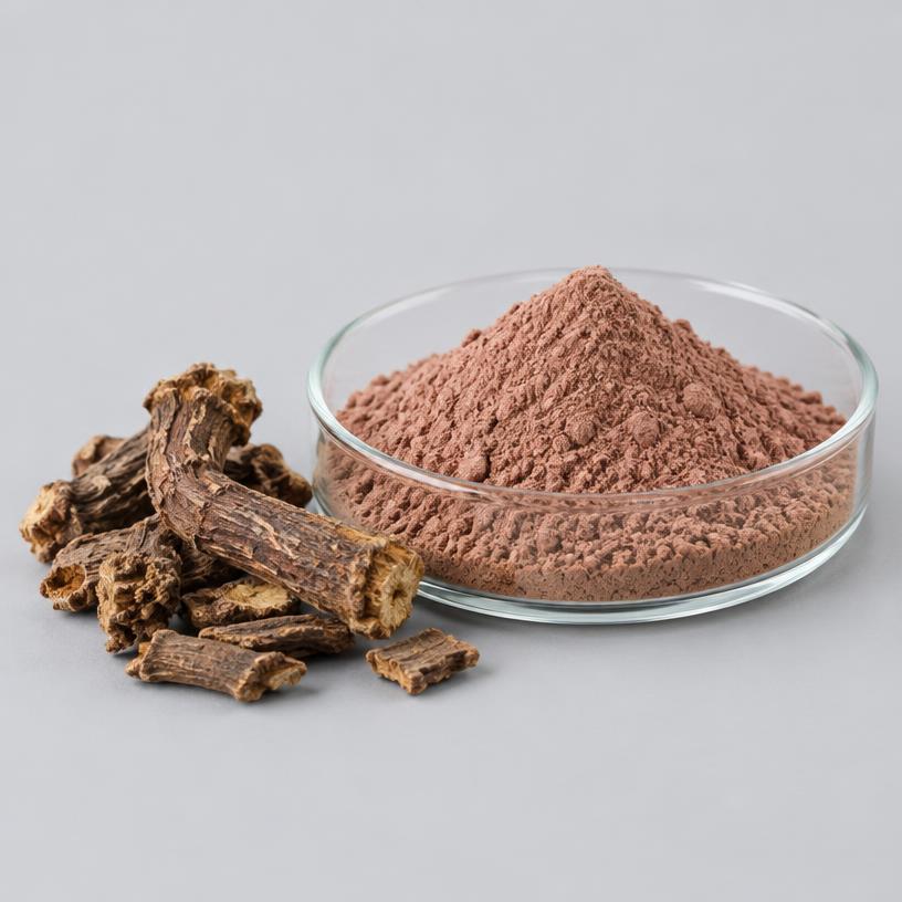 Rhodiola Root Extract — Supplement Grade — studio photograph of fine extract powder, presented as a B2B sourcing category illustration