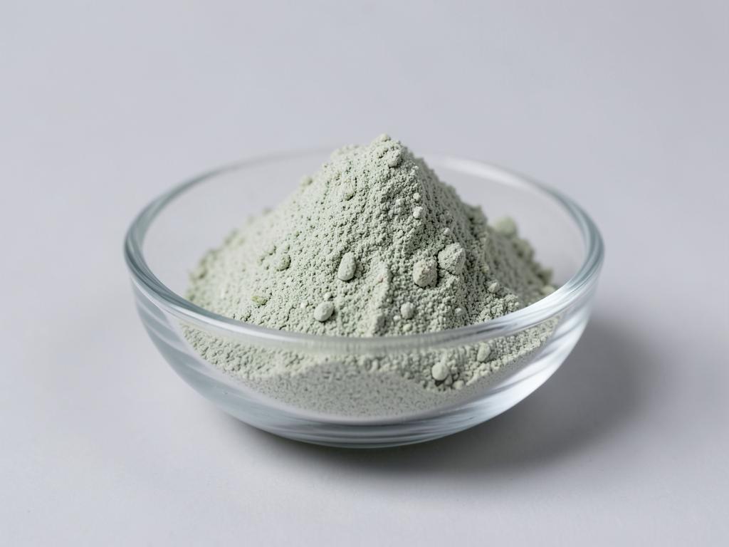 Sage Leaf Powder shown as a milled spice powder in a shallow dish in a neutral studio photograph