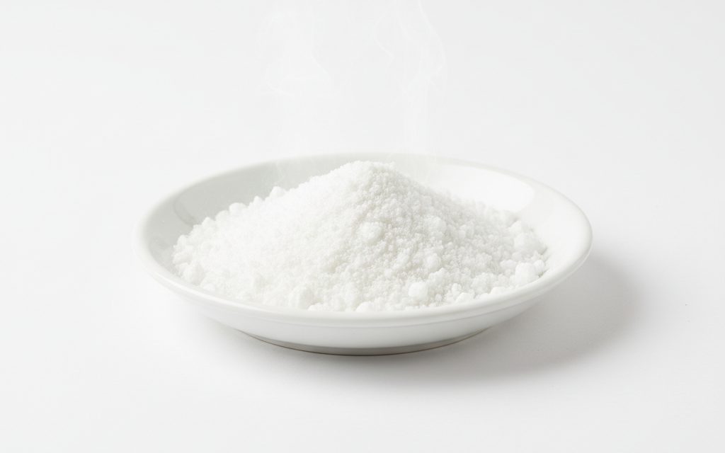 Grade confirmed at quotation — white crystalline granules or powder with a distinct chlorine scent, highly soluble and free-flowing in dry form, studio product photograph