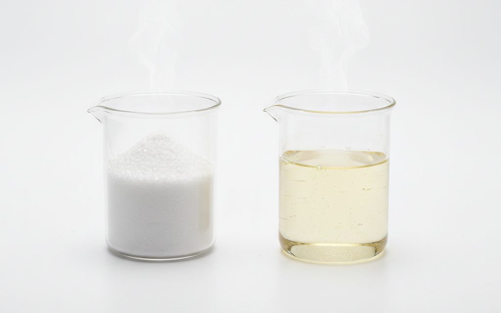 Grade confirmed at quotation — white crystalline powder or a clear, pale yellow aqueous solution with a strong, unpleasant sulfur dioxide odor, studio product photograph