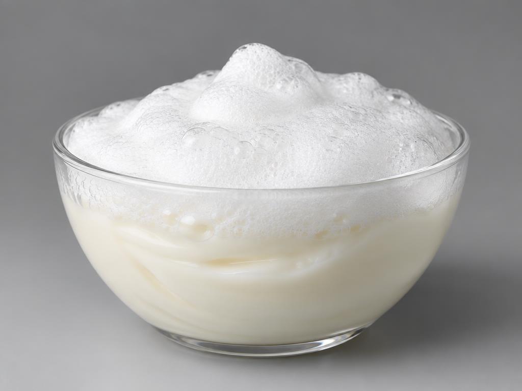 Sodium Lauryl Glucose Carboxylate / Arginine Cleansing Blend — studio photograph of a creamy pale ivory surfactant paste with dense white foam in a glass bowl