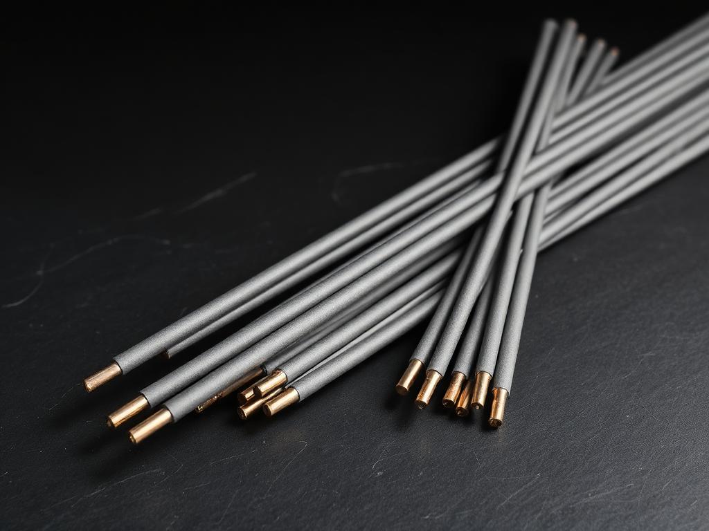Bundle of flux-coated stick welding electrodes with bare striking ends